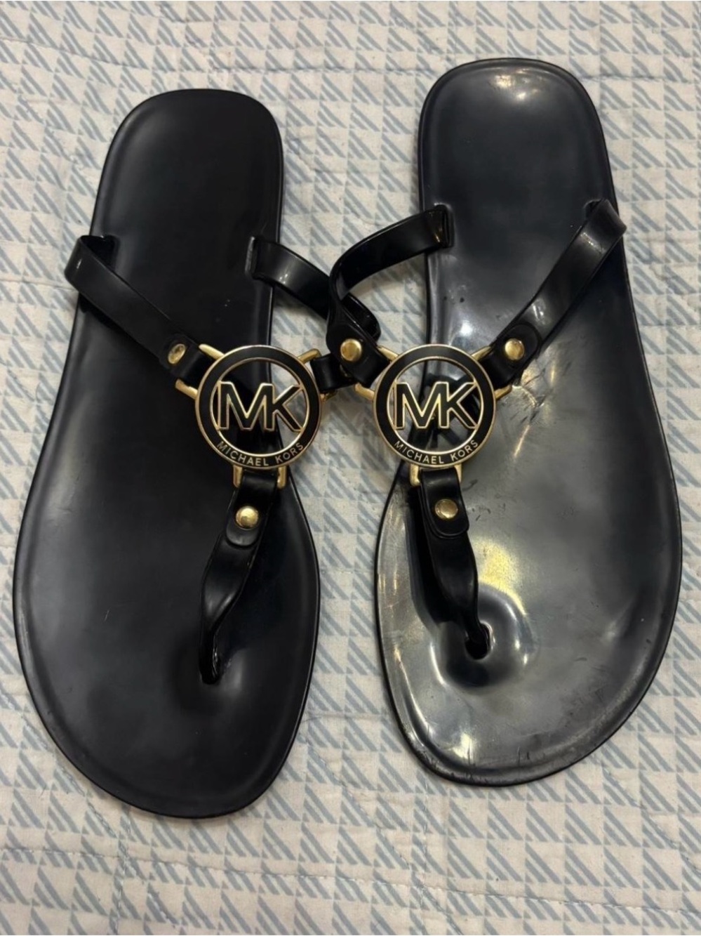 Michael Kors Black and Gold Sandals